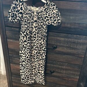 Jessica Simpson Black and Tan One Piece Bodysuit with Leopard Print